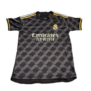 Real Madrid 2023-24 Away Jersey Vini Jr 7 Navy Blue Gold Mens Small NWT